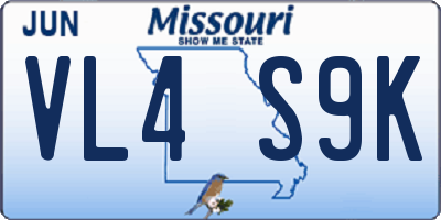 MO license plate VL4S9K