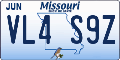 MO license plate VL4S9Z