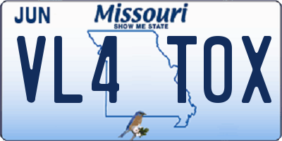 MO license plate VL4T0X