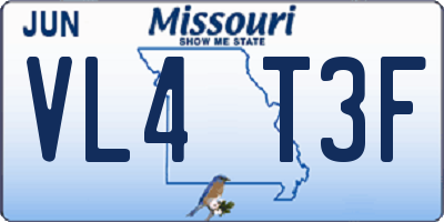 MO license plate VL4T3F