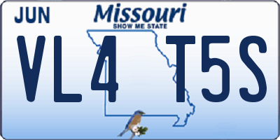 MO license plate VL4T5S