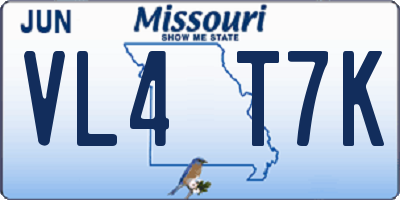 MO license plate VL4T7K