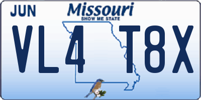 MO license plate VL4T8X