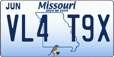 MO license plate VL4T9X