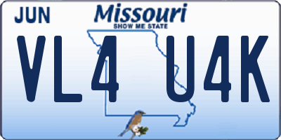 MO license plate VL4U4K
