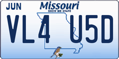 MO license plate VL4U5D
