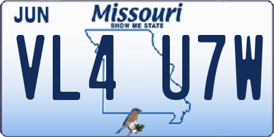 MO license plate VL4U7W