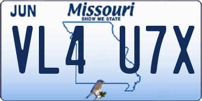 MO license plate VL4U7X