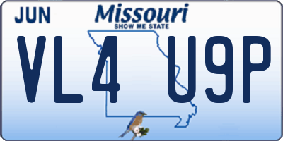 MO license plate VL4U9P