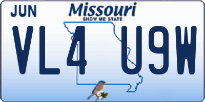 MO license plate VL4U9W