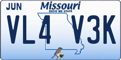 MO license plate VL4V3K