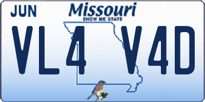 MO license plate VL4V4D