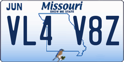 MO license plate VL4V8Z