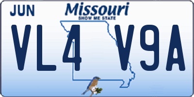 MO license plate VL4V9A