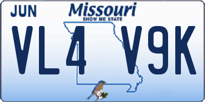 MO license plate VL4V9K