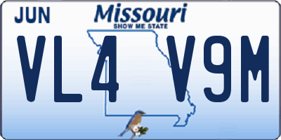 MO license plate VL4V9M