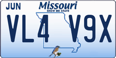 MO license plate VL4V9X