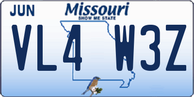 MO license plate VL4W3Z