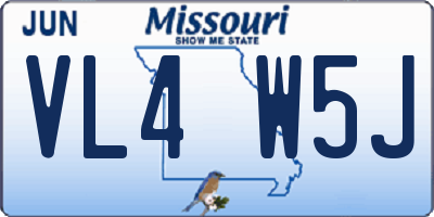 MO license plate VL4W5J