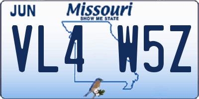 MO license plate VL4W5Z