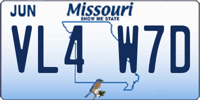 MO license plate VL4W7D