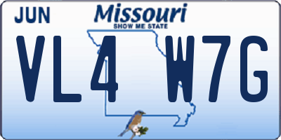 MO license plate VL4W7G