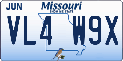 MO license plate VL4W9X