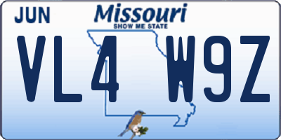 MO license plate VL4W9Z