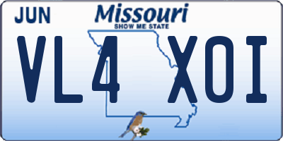 MO license plate VL4X0I