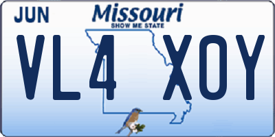 MO license plate VL4X0Y