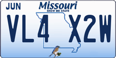 MO license plate VL4X2W