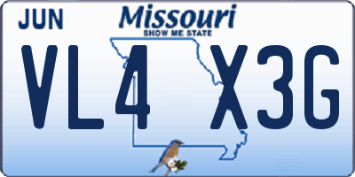 MO license plate VL4X3G
