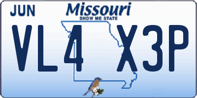 MO license plate VL4X3P