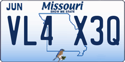 MO license plate VL4X3Q
