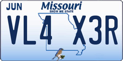 MO license plate VL4X3R
