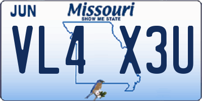 MO license plate VL4X3U