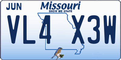 MO license plate VL4X3W