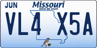 MO license plate VL4X5A