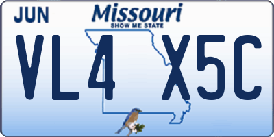 MO license plate VL4X5C