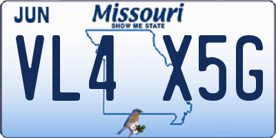 MO license plate VL4X5G