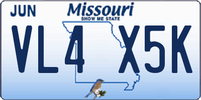 MO license plate VL4X5K