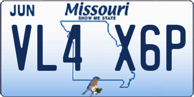 MO license plate VL4X6P