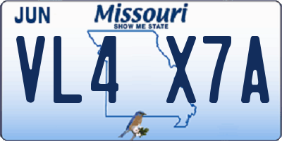 MO license plate VL4X7A