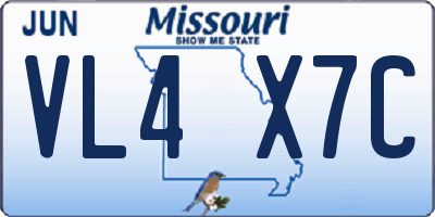 MO license plate VL4X7C