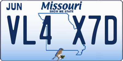 MO license plate VL4X7D