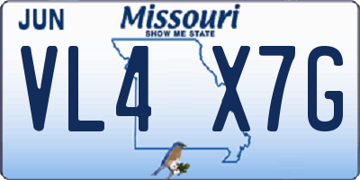 MO license plate VL4X7G