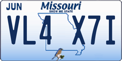 MO license plate VL4X7I