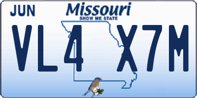MO license plate VL4X7M