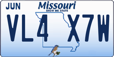 MO license plate VL4X7W