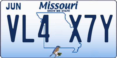 MO license plate VL4X7Y